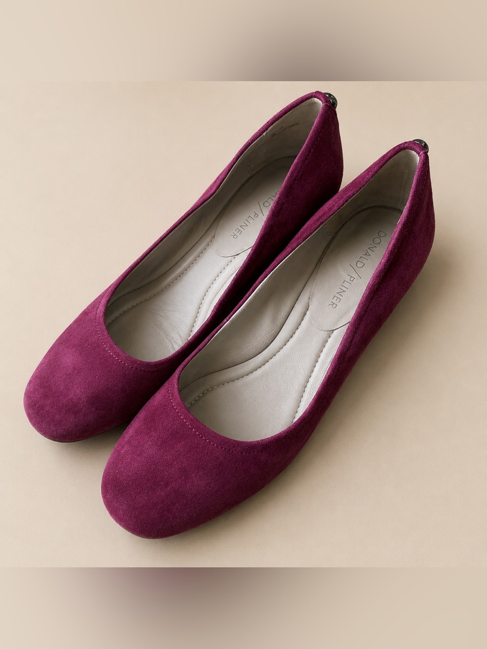 Donald J. Pliner Deep Berry Suede Round-Toe Ballet Flats